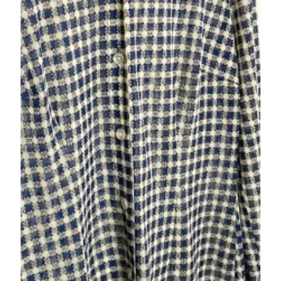 CAbi Sheer Blue Ivory Gingham Check Button Up Long Sleeve Top Size XS Stretch - Picture 5 of 8